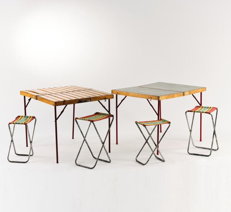 Hauptbild zu Objekt, 2 camping tables, each with 2 stools, c. 1955, Schweden, 164B 423