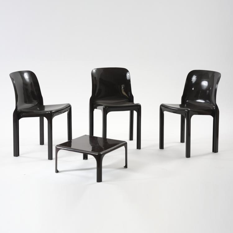 Hauptbild zu Objekt, 'Demetrio 45' coffee table, 1966 with 3 'Selene' chairs, 1969, Vico Magistretti, Artemide, Mailand, 164A 127