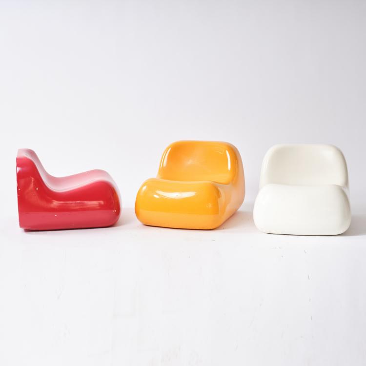 Hauptbild zu Objekt, Drei Kinderst&uuml;hle 'Jumbo', 1969, Alberto Rosselli, Saporiti, Mailand, 164A 128