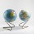 2 globes on brass stands, c. 1950