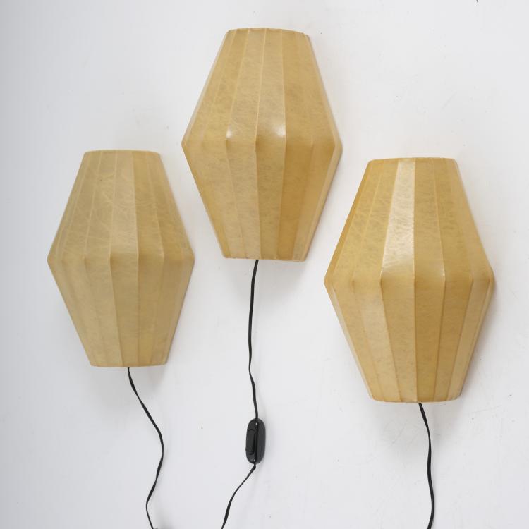 Hauptbild zu Objekt, 3 'Cocoon' sconces, 1960s, Italien, 164A 80