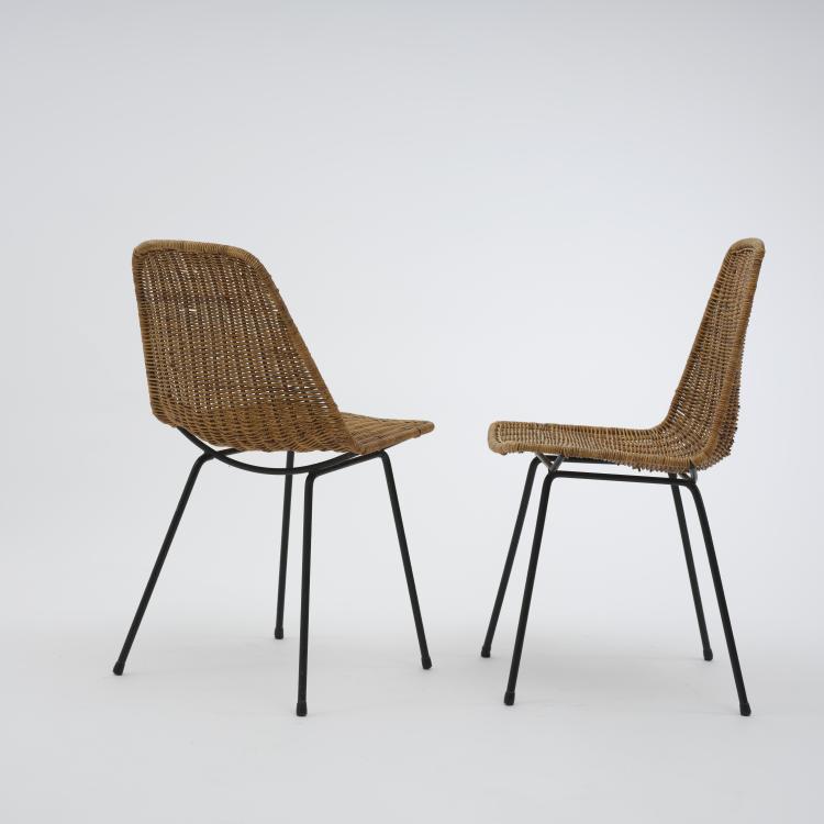 Bild 1 zu Objekt, Zwei Rattanst&uuml;hle 'Basket', 1951, Gian Franco Legler, Home, Turin, 164O 25