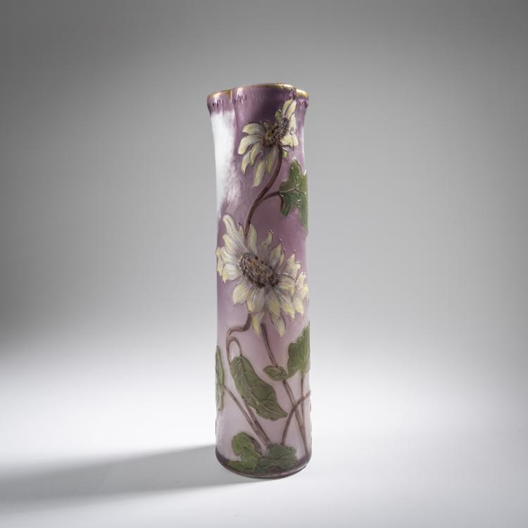Hauptbild zu Objekt, Intercalaire-Vase 'Dahlias', 1895-1903, Verrerie d'Art de Lorraine, Burgun, Schverer & Co., Meisenthal, 165B 228
