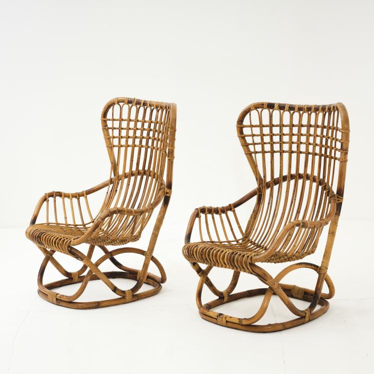 Hauptbild zu Objekt, Two wicker chairs, 1960s, Italien, 164O 42