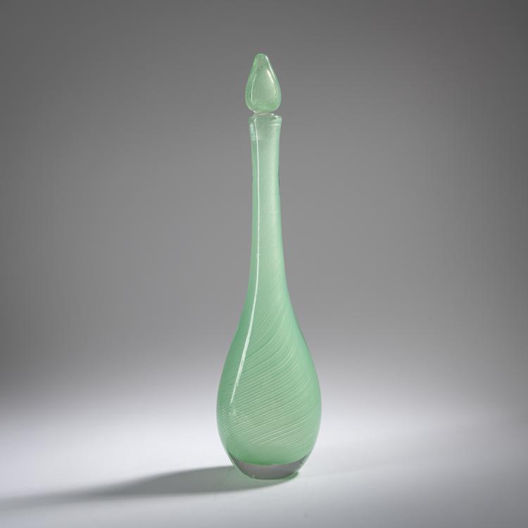 Hauptbild zu Objekt, 'Mezza filigrana' bottle with stopper, 1956, Paolo Venini, Venini & C., Murano, 164C 586