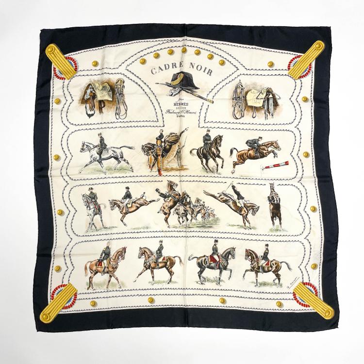 Hauptbild zu Objekt, Seidentuch 'Cadre Noir', 1963, Colonel G. Margot, Herm&egrave;s, Paris, 166D 544