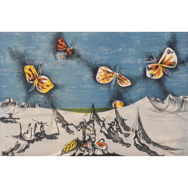 Hauptbild zu Objekt, 'Les papillons', wohl 1960er Jahre, Jean Lur&ccedil;at, 166B 235