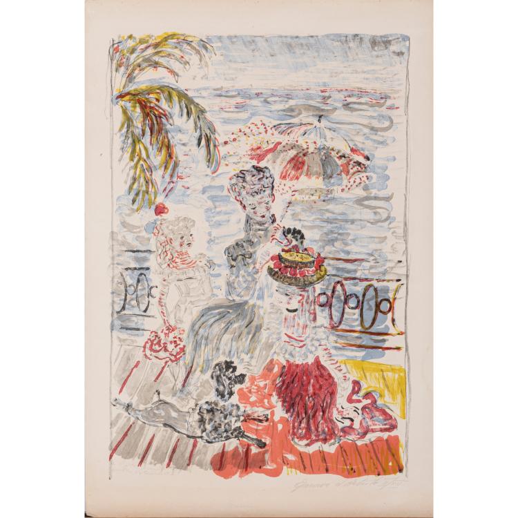 Hauptbild zu Objekt, 'La Terrasse &agrave; Menton' und 'Portrait d'une jeune &eacute;l&eacute;gante', 1951/1953, Constantin Andr&eacute;evitch Terechkovitch, L'&OElig;uvre Grav&eacute;e, 166B 264