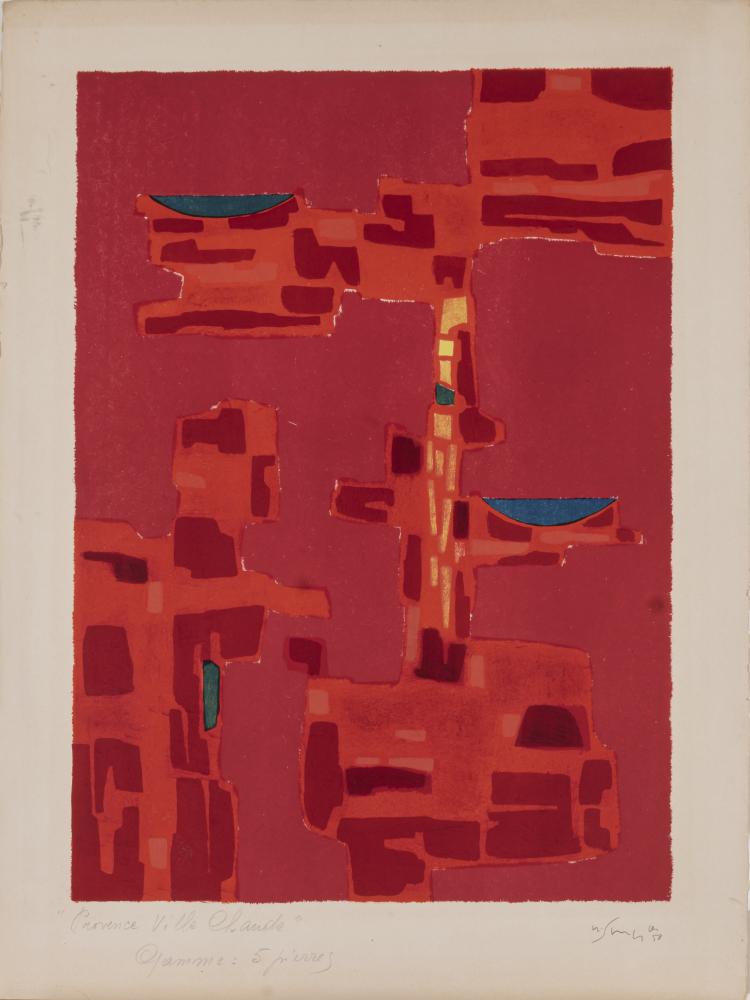 Bild 3 zu Objekt, 'Provence - soleil - mer froide', a proof of 'Provence - ville chaude' and two proofs of 'Int&eacute;rieur rouge', 1958/1960, Gustave Singier, L'&OElig;uvre Grav&eacute;e, 166B 262