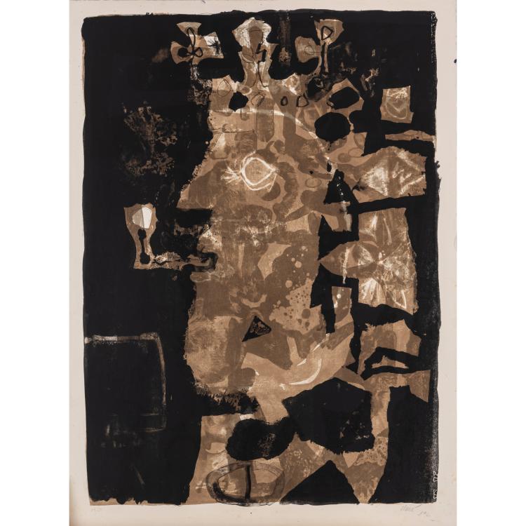 Hauptbild zu Objekt, 'Rey p&eacute;p&eacute; fond noir', 1957 und Andruck von 'La Mort du tor&eacute;ador', 1952, Antoni Clav&eacute;, L'&OElig;uvre Grav&eacute;e, 166B 202