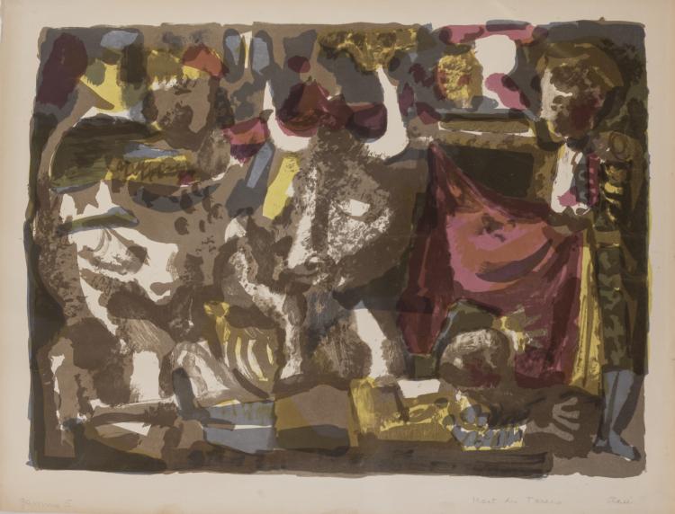 Bild 3 zu Objekt, 'Rey p&eacute;p&eacute; fond noir', 1957 und Andruck von 'La Mort du tor&eacute;ador', 1952, Antoni Clav&eacute;, L'&OElig;uvre Grav&eacute;e, 166B 202