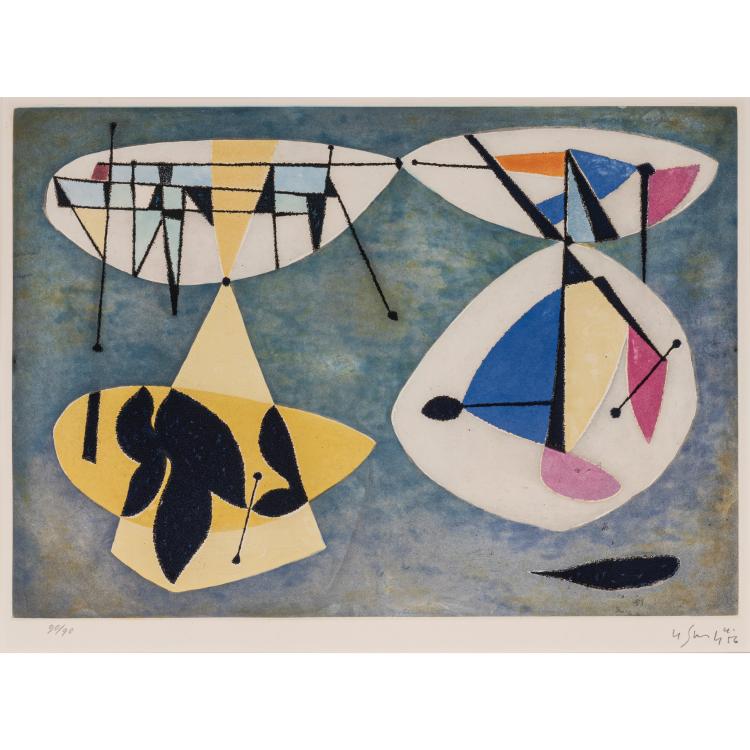 Hauptbild zu Objekt, 'Estacade, plage et baigneuse-fleur', 1956, Gustave Singier, L'&OElig;uvre Grav&eacute;e, 166B 261