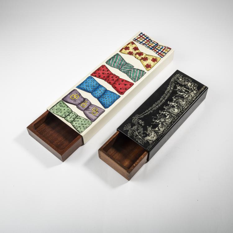 Hauptbild zu Objekt, 2 boxes 'Cravattini' and 'Bissona', 1950-70s, Piero Fornasetti, Fornasetti, Mailand, 164A 178