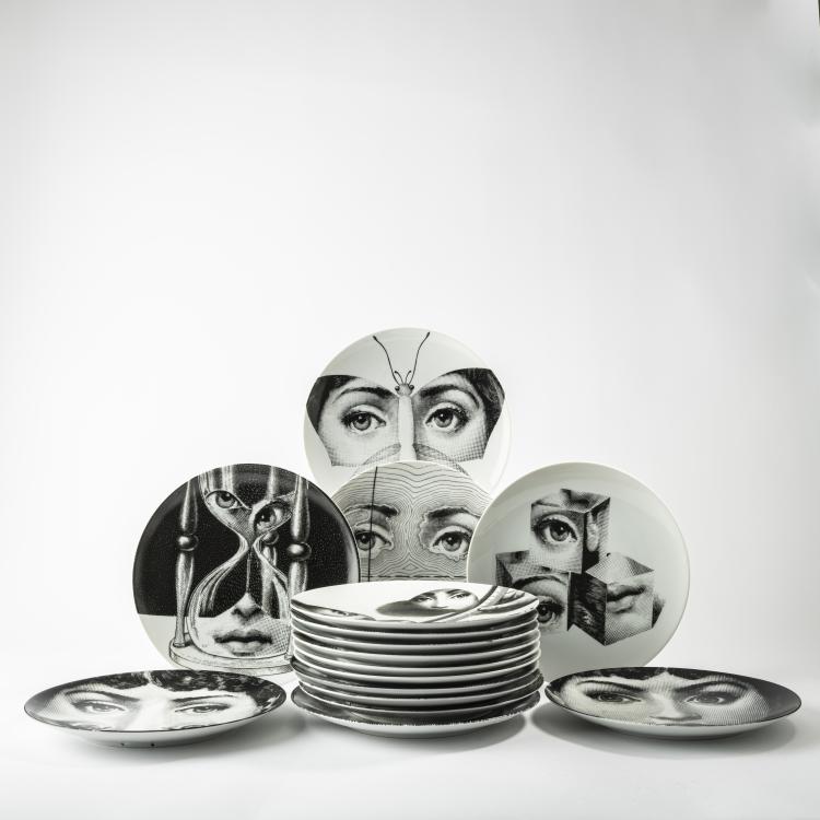 Bild 1 zu Objekt, 16 'Tema e Variazioni' plates, 1950-80s, Piero Fornasetti, Fornasetti, Mailand, 164A 179