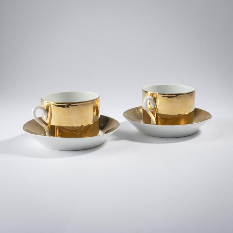 Hauptbild zu Objekt, 2 'Grande Antico' coffee cups and saucers, 1970s, Piero Fornasetti, Fornasetti, Mailand, 164A 195