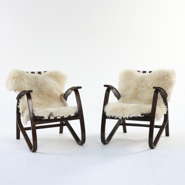 Bild 1 zu Objekt, 2 armchairs, c. 1949, Jiři Vanek, &Uacute;luv, Bratislava, Tschechoslowakei, 164B 278