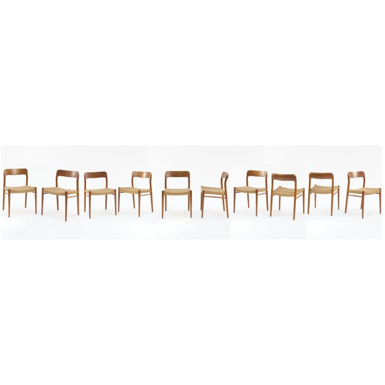 Hauptbild zu Objekt, 10 '75' chairs, c. 1960, Niels Otto M&oslash;ller, M&oslash;ller J. L., M&oslash;belfabrik, H&oslash;jbjerg, 164B 431
