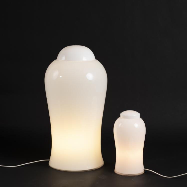 Bild 1 zu Objekt, 2 table / floor lights 'Tsching 3' and 'Tschang 1', 1979, Ingo Maurer, Maurer, Ingo, Design M, M&uuml;nchen, 164B 401