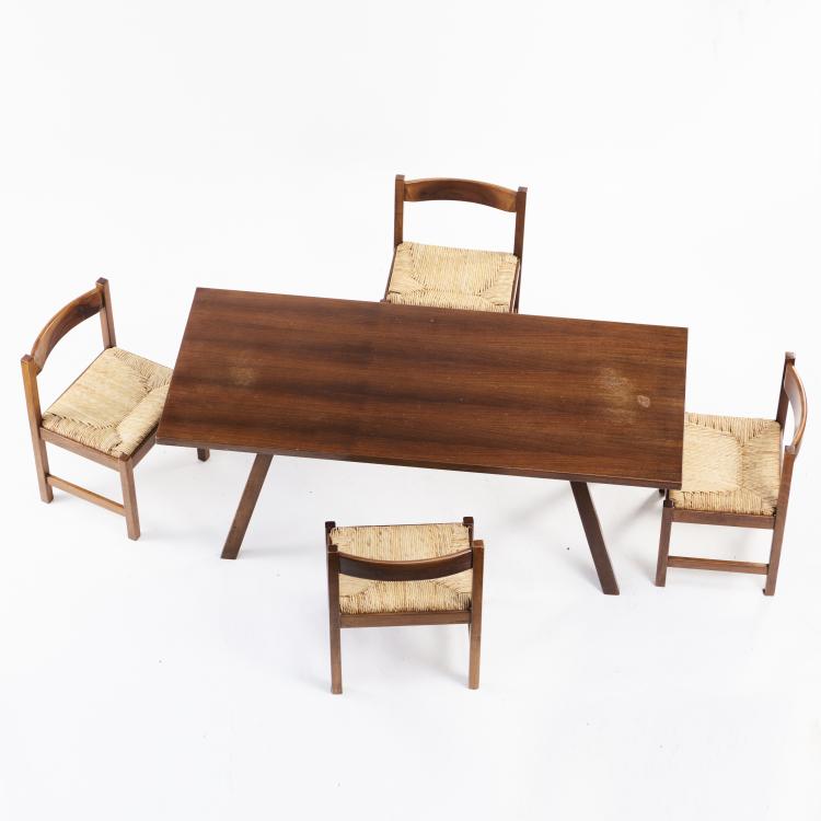 Hauptbild zu Objekt, 'Torbecchia' table and 4 chairs, c. 1965, Giovanni Michelucci, Poltronova, Pistoia, 164A 107