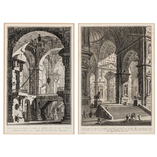 'Carcere oscura' und 'Galleria grande di Statue...', um 1743/44 (Druck ab 1830 bzw. um 1785 - 1835)