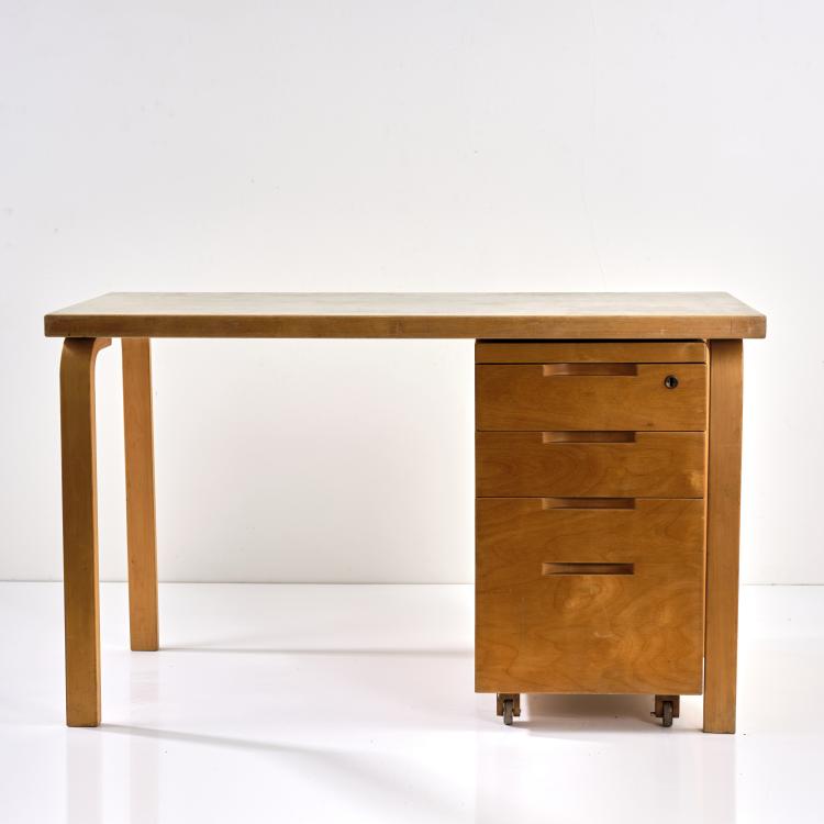 Hauptbild zu Objekt, 'L-Leg' desk with '296' mobile drawer, 1933, Alvar Aalto, Huonekalu-ja Rakennusty&ouml;tehdas Oy, Turku f&uuml;r Artek, Helsinki, 166A 120