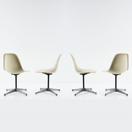Vier Stühle 'Plastic Side Chair' auf 'Aluminum Group Base', 1958