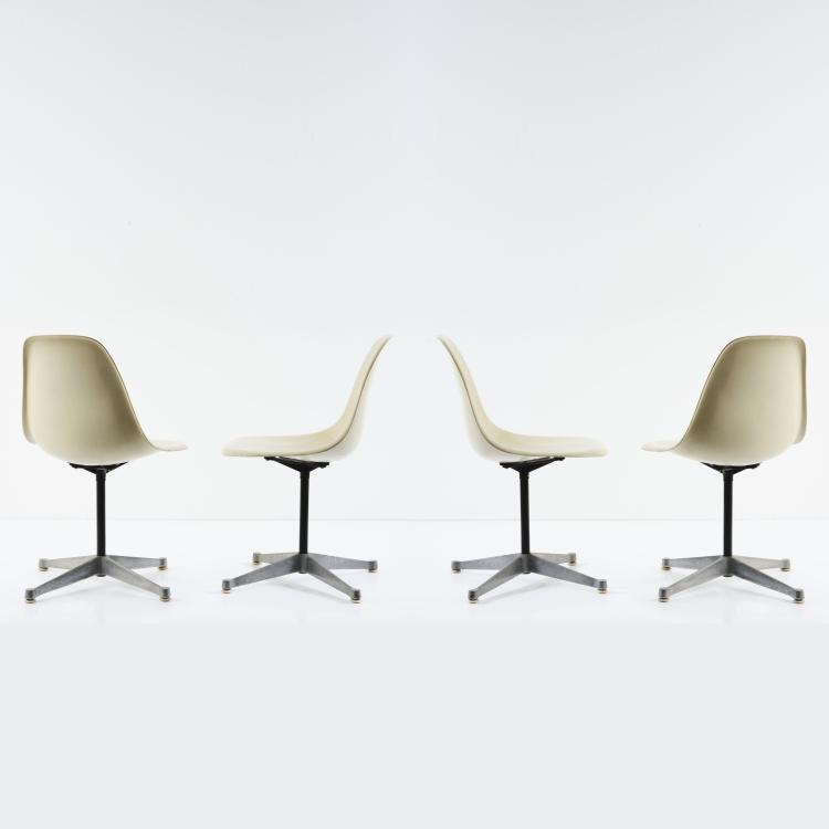 Hauptbild zu Objekt, 4 'Plastic Side Chair' chairs on 'Aluminum Group Base', 1958, Charles Eames,Ray Eames, Herman Miller, Zeeland, 164B 300