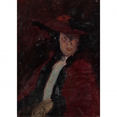'Dame in Rot mit Hut' and 'Akt vor dem Spiegel', 1904