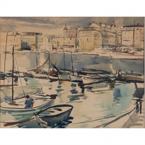 Harbor scene, around 1940