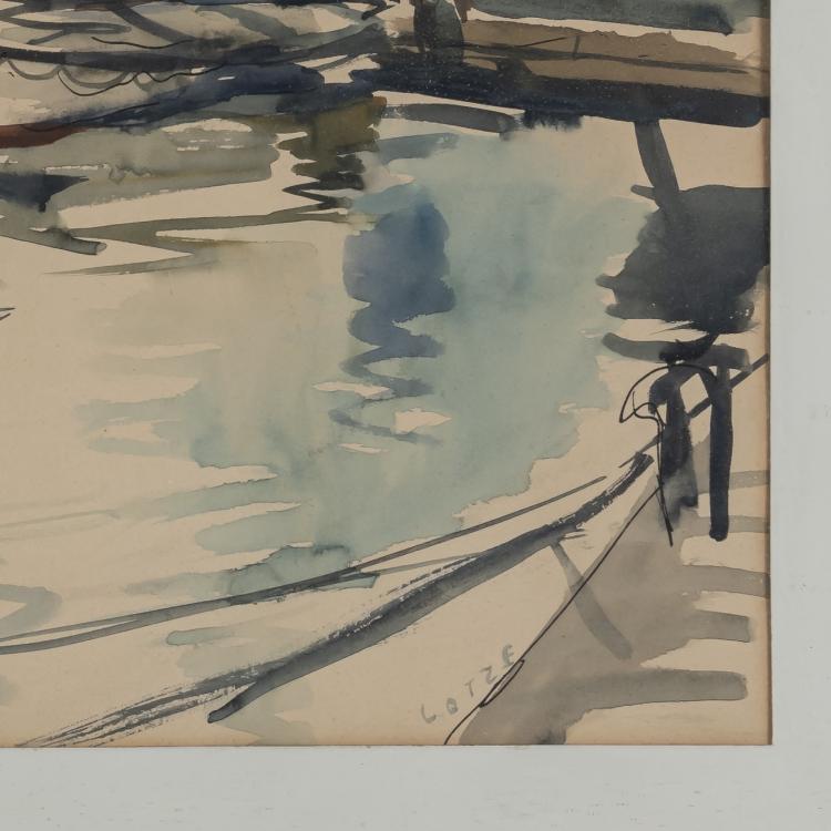 Bild 1 zu Objekt, Harbor scene, around 1940, Herrmann Lotze, 166B 322