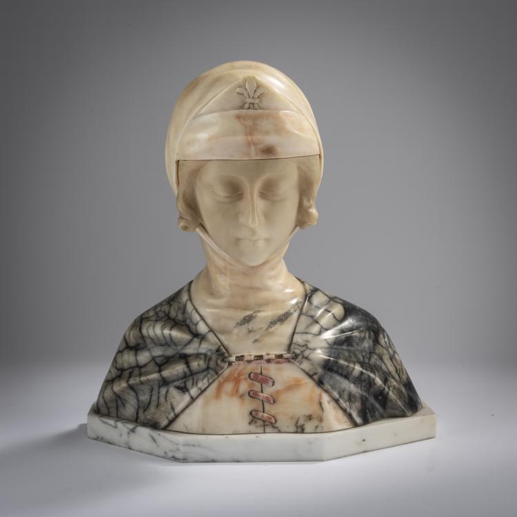 Hauptbild zu Objekt, Alabaster bust called 'Joan of Arc', c. 1900, Gustave van Vaerenbergh (after), 165C 325