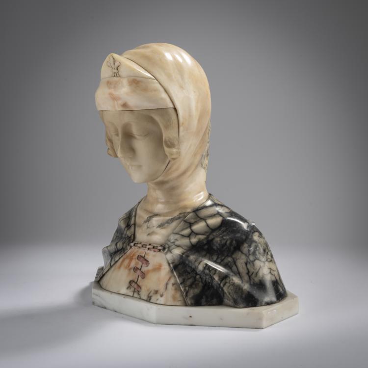 Bild 3 zu Objekt, Alabaster bust called 'Joan of Arc', c. 1900, Gustave van Vaerenbergh (after), 165C 325