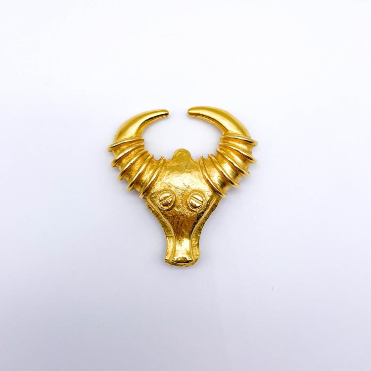 Hauptbild zu Objekt, Vintage bull head brooch, P & M Paris, 166O 152