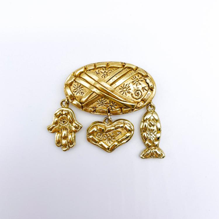 Hauptbild zu Objekt, Vintage brooch with three pendants, Poggi, 166O 155