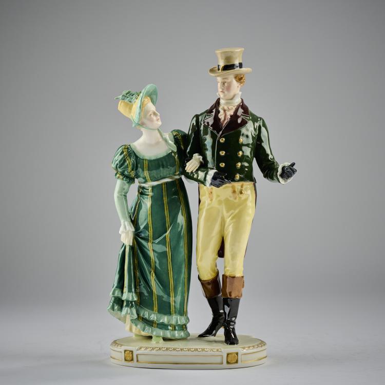 Hauptbild zu Objekt, 'Figurengruppe zur Zeit Friedrich Wilhelms IV', 1905, Alfred Reichel, Berlin, KPM, 165D 493