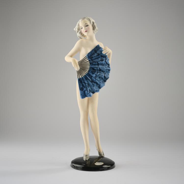 Bild 1 zu Objekt, 'Nude with Fan', c. 1936, Josef Lorenzl, Goldscheider, Wien, 165D 519