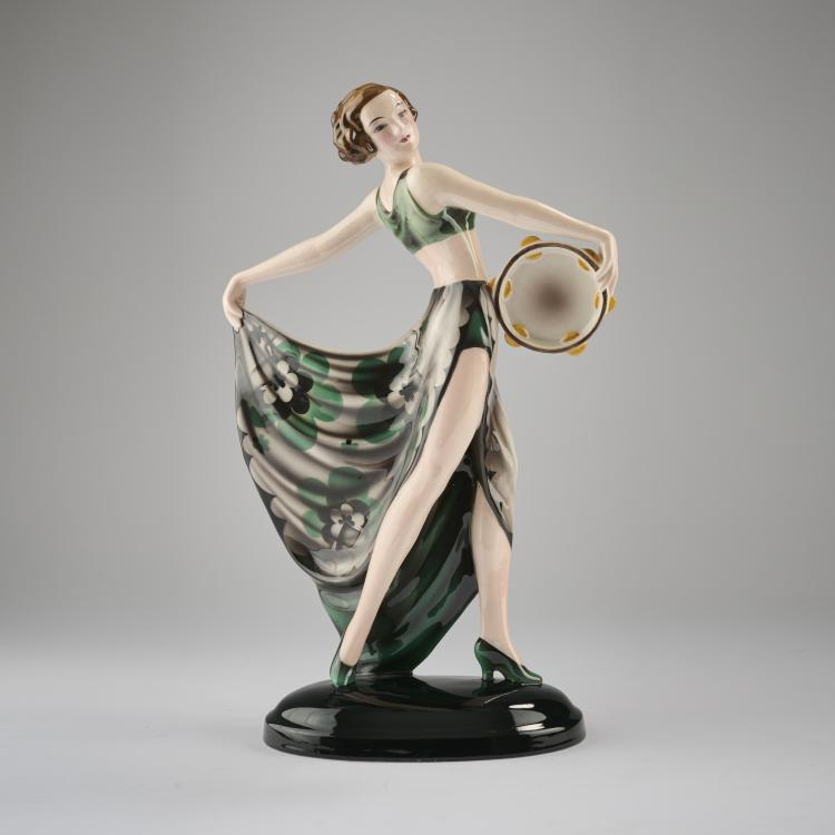 Hauptbild zu Objekt, 'Dancer with Tambourine (La Jana)', c.1933, Josef Lorenzl, Goldscheider, Wien, 165D 518