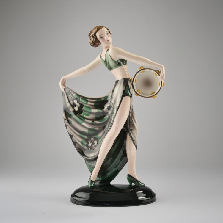 Bild 1 zu Objekt, 'Dancer with Tambourine (La Jana)', c.1933, Josef Lorenzl, Goldscheider, Wien, 165D 518