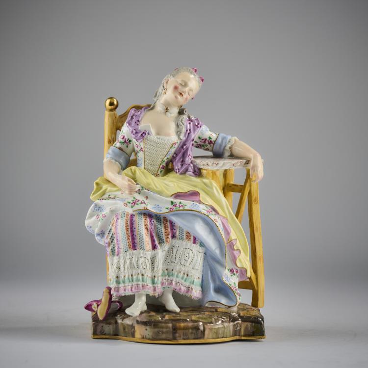 Hauptbild zu Objekt, 'Schlafende Louise' - 'Louise le d&eacute;serteur', 1774, Michel Victor Acier, Meissen, KPM, 165D 543