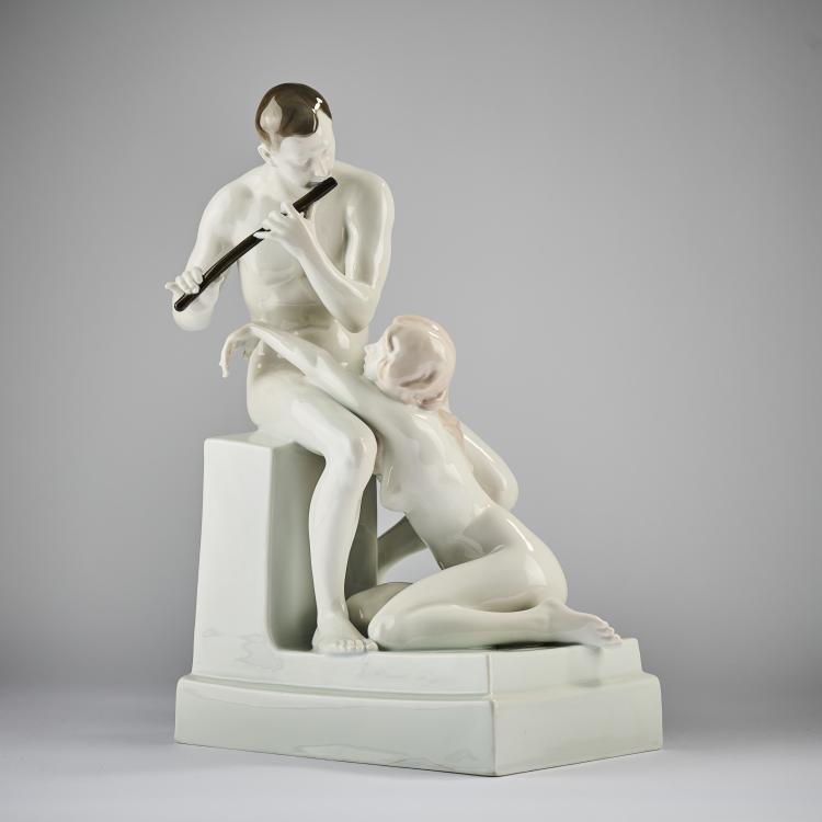 Hauptbild zu Objekt, 'Flute Player', 1919, Johannes B&ouml;se, Rosenthal, Selb, 165D 562