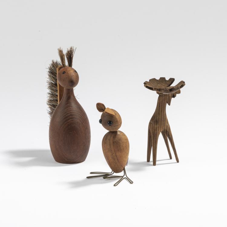 Hauptbild zu Objekt, Eule, Elch und Eichh&ouml;rnchen, um 1955, D&auml;nemark; Schweden, 169C 640