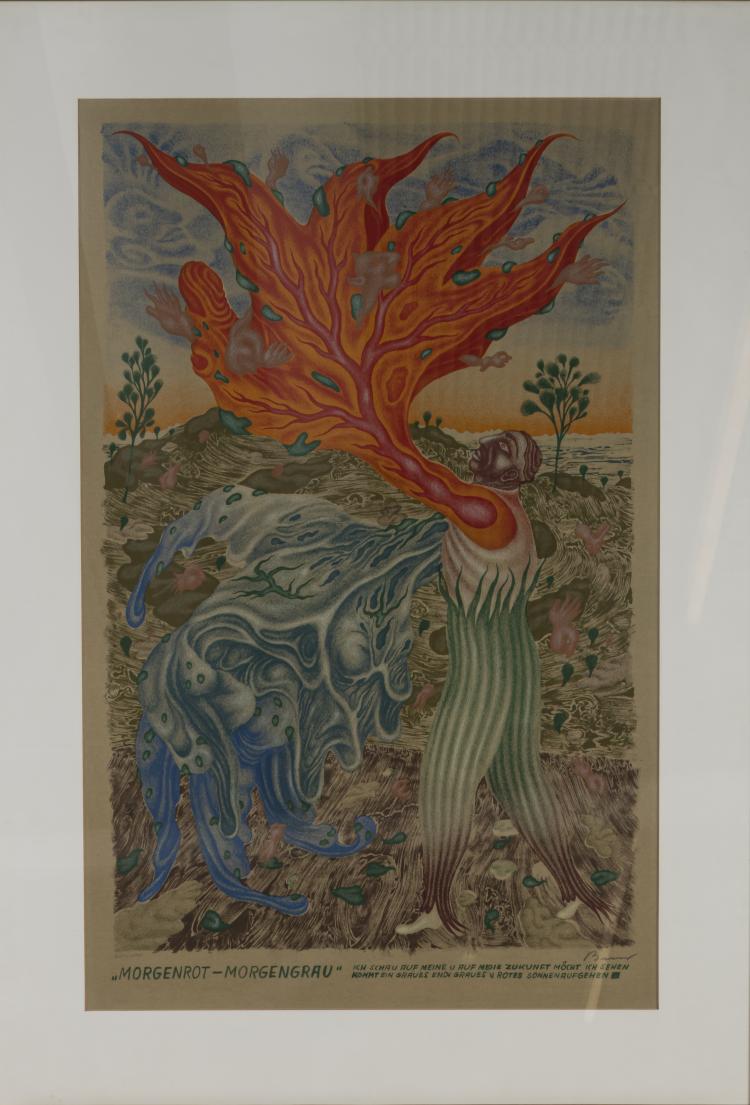 Bild 1 zu Objekt, 'Das Krautkleid' and 'Morgenrot, Morgengrau', 1972, Arik Brauer, Goldregen AG/Glarus (Hrsg.), 166B 301