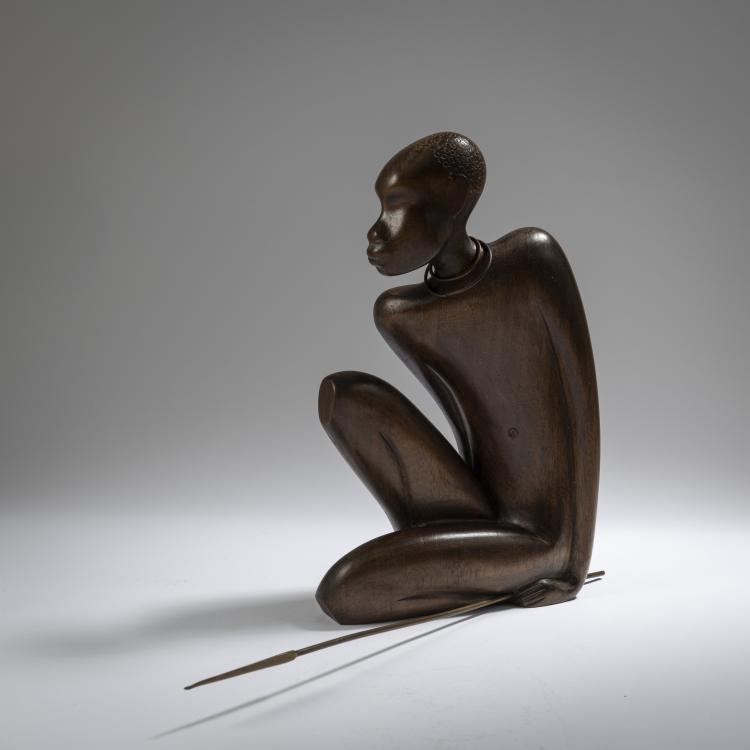 Hauptbild zu Objekt, Crouching African with spear, 1950s,  Hagenauer, Hagenauer, Wien, 165C 303