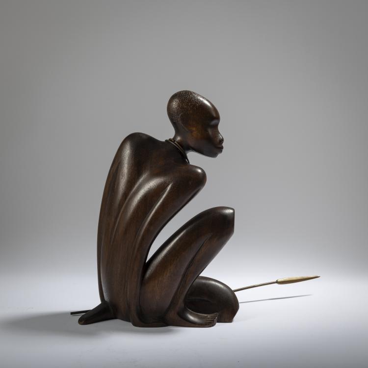 Bild 1 zu Objekt, Crouching African with spear, 1950s,  Hagenauer, Hagenauer, Wien, 165C 303