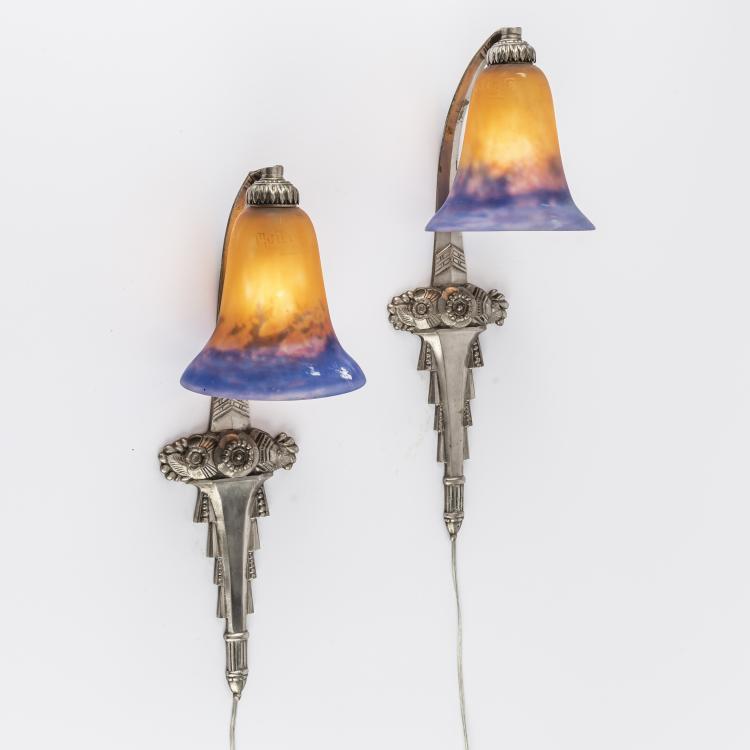 Hauptbild zu Objekt, Zwei Wandappliquen, um 1925, Muller Fr&egrave;res, Lun&eacute;ville, 165B 188