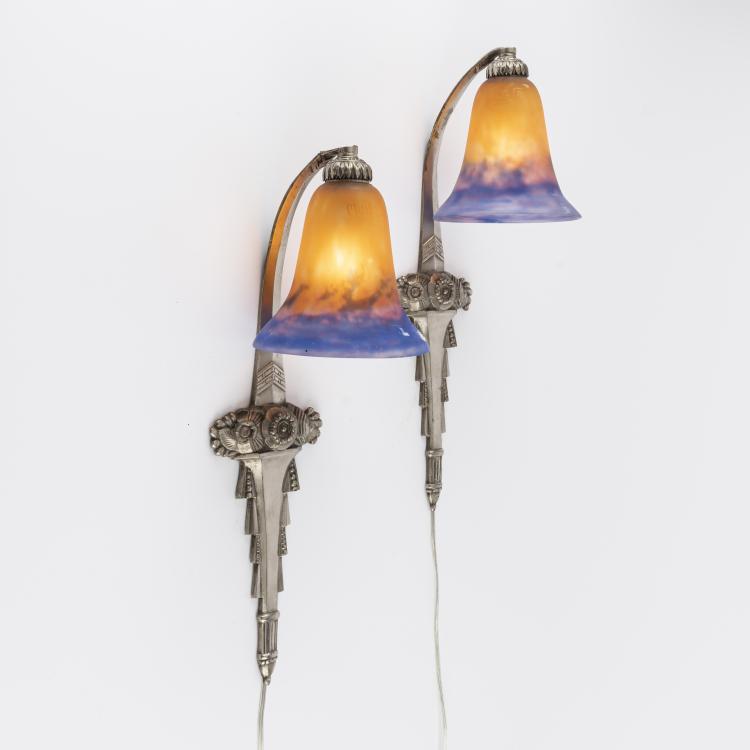 Bild 1 zu Objekt, Zwei Wandappliquen, um 1925, Muller Fr&egrave;res, Lun&eacute;ville, 165B 188