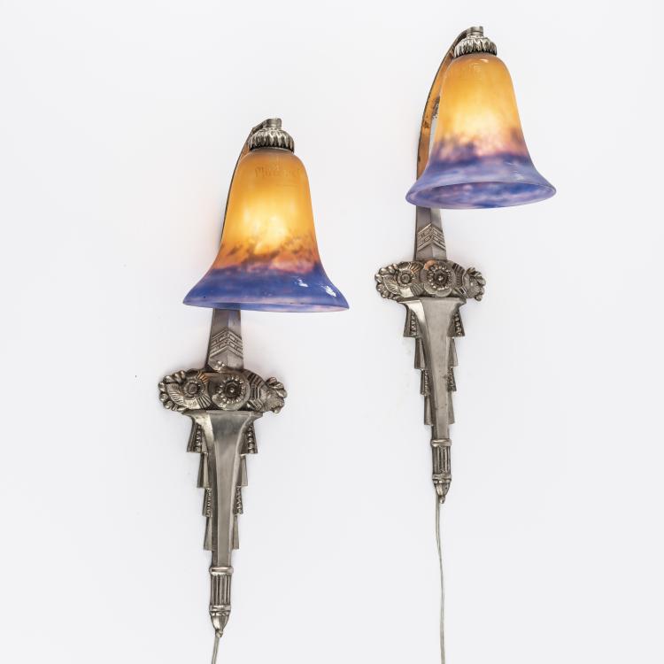 Bild 2 zu Objekt, Zwei Wandappliquen, um 1925, Muller Fr&egrave;res, Lun&eacute;ville, 165B 188