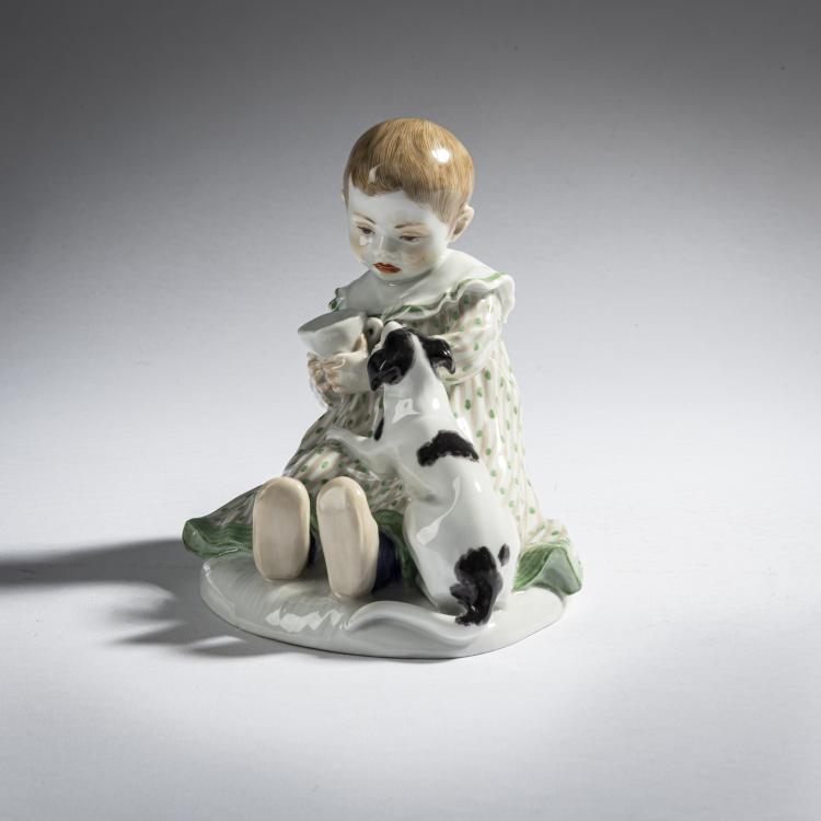 Bild 1 zu Objekt, 'Kind mit Hund', 1909, Paul Rumrich, Meissen, KPM, 165D 556