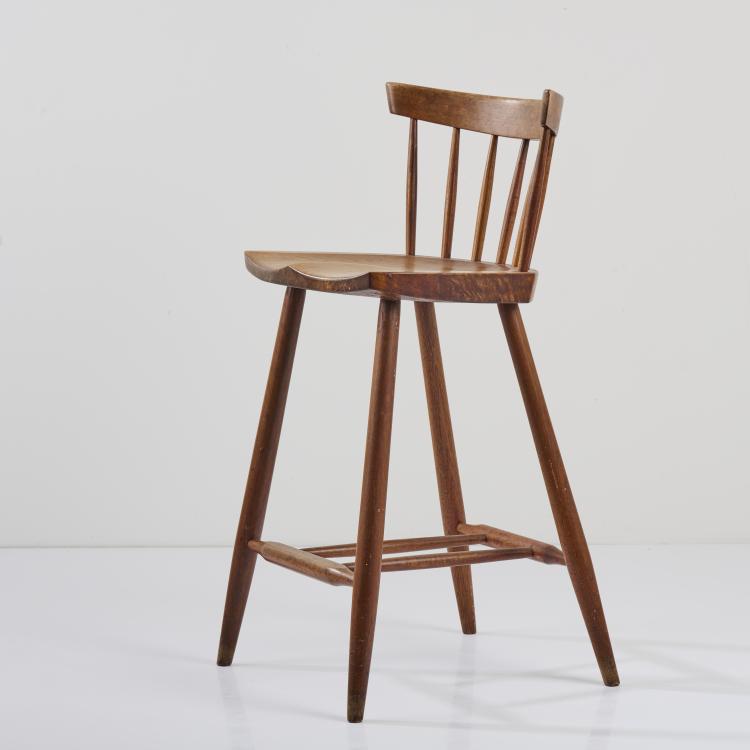 Hauptbild zu Objekt, Barhocker 'High Four-Legged Chair', um 1950, George Nakashima, Nakashima Studios, New Hope, Pennsylvania, 166A 146