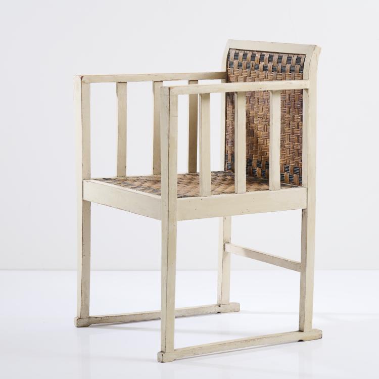 Hauptbild zu Objekt, Armlehnsessel, um 1903, Wilhelm Schmidt (zugeschrieben), Prag-Rudniker Korbwarenfabrikation, Wien (zugeschrieben/attr.), 167B 334